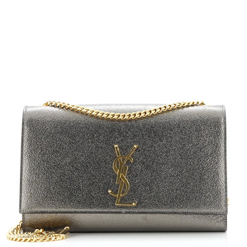 Saint Laurent Classic Monogram Crossbody Bag Metallic Leather Medium