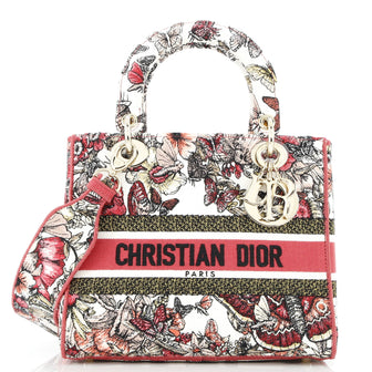 Christian Dior Lady D-Lite Bag Embroidered Canvas Medium