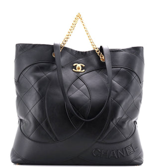 Chanel Club Monaco Shopping Tote Quilted Lambskin Large