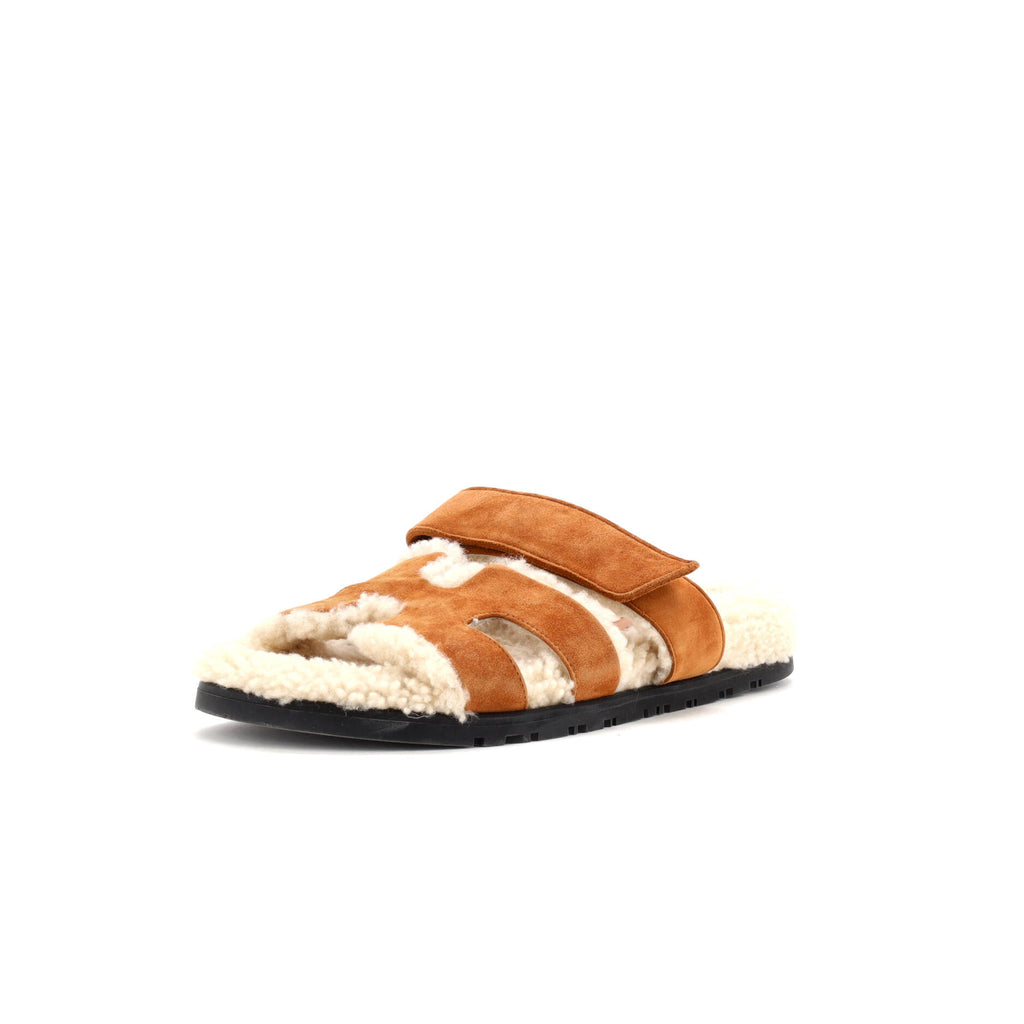 Hermes Women's Chypre Sandals Suede with Shearling 336359