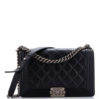 Chanel Boy Flap Bag Quilted Lambskin Old Medium