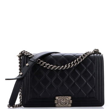 Chanel Boy Flap Bag Quilted Lambskin Old Medium