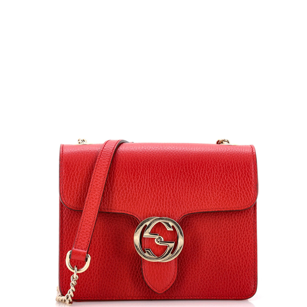Gucci Interlocking Shoulder Bag Leather Small Red 3364862