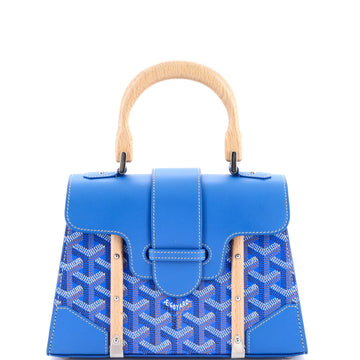 Goyard Structured Saigon Top Handle Bag Coated Canvas with Leather Mini