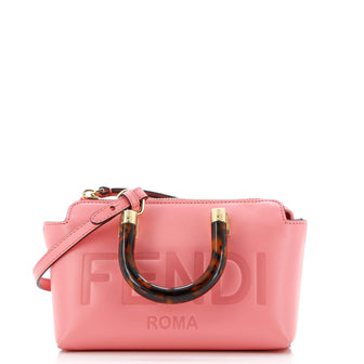 Fendi Logo By The Way Top Handle Bag Embossed Leather Mini