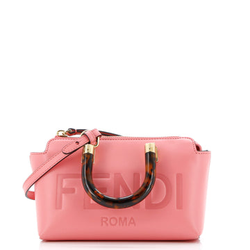 Fendi Logo By The Way Top Handle Bag Embossed Leather Mini