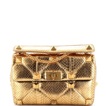Valentino Garavani Roman Stud Flap Bag Quilted Python Medium