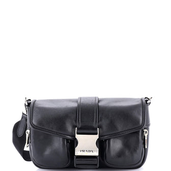Prada Pocket Flap Shoulder Bag Leather