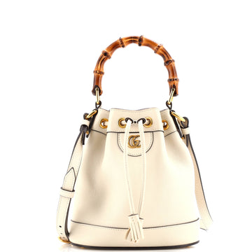 Gucci Diana NM Bamboo Drawstring Bucket Bag Leather Mini