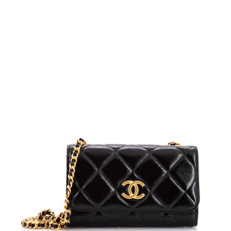Chanel Flap Bag Charms Strap Wallet on Chain Quilted Patent