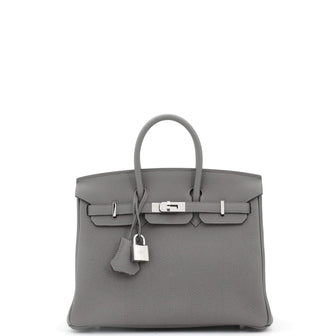 Hermes Birkin Handbag Grey Togo with Palladium Hardware 25