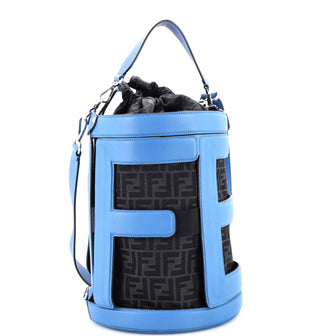 Fendi Step Out Bucket Bag Leather and Zucca Canvas Large