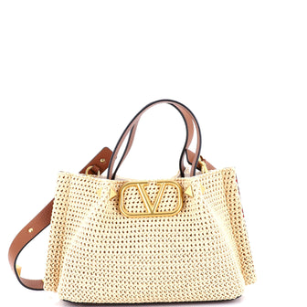 Valentino Garavani Rockstud Summer Tote Raffia Small