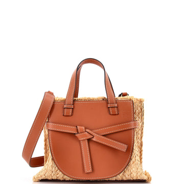 Loewe Gate Tote Leather and Straw Small