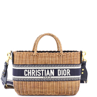 Christian Dior Basket Bag Wicker and Oblique Canvas Large