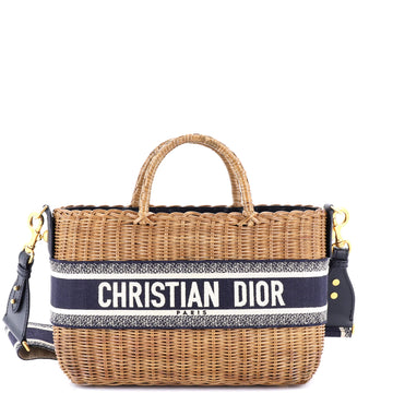 Christian Dior Basket Bag Wicker and Oblique Canvas Large