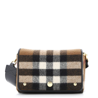 Burberry Hackberry Shoulder Bag Check Cashmere Small