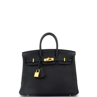 Hermes Birkin Handbag Black Togo with Gold Hardware 25