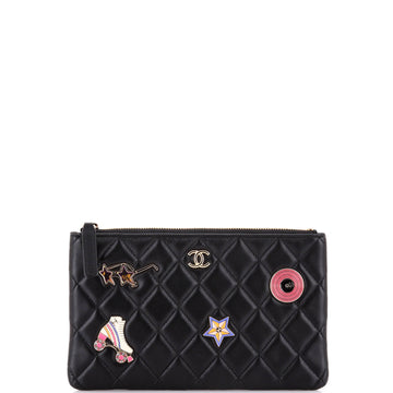 Chanel Charms Classic O Case Pouch Quilted Lambskin Small