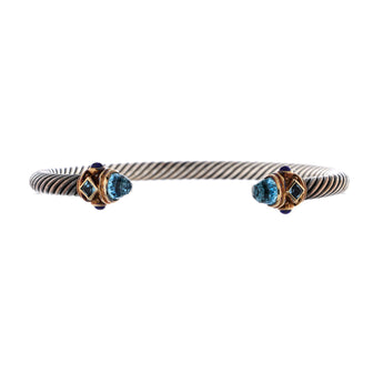 David Yurman Renaissance Cable Bracelet Sterling Silver with 14K Yellow Gold, Topaz and Lapis Lazuli 5mm