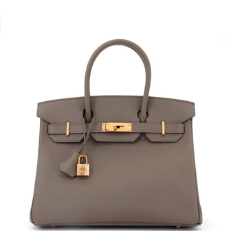 Hermes Birkin Handbag Grey Epsom with Rose Gold Hardware 30