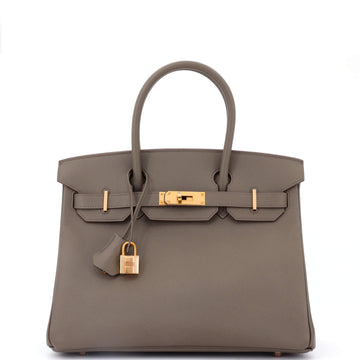Hermes Birkin Handbag Grey Epsom with Rose Gold Hardware 30