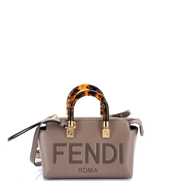 Fendi Logo By The Way Top Handle Bag Embossed Leather Mini