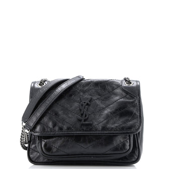 Saint Laurent Niki Chain Flap Bag Matelasse Chevron Leather Baby
