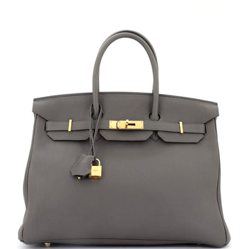 Hermes Birkin Handbag Grey Togo with Gold Hardware 35