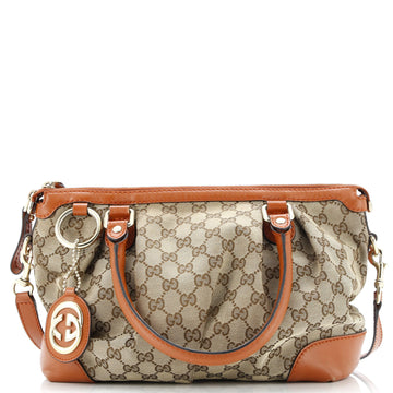 Gucci Sukey Top Handle Satchel GG Canvas with Leather Medium