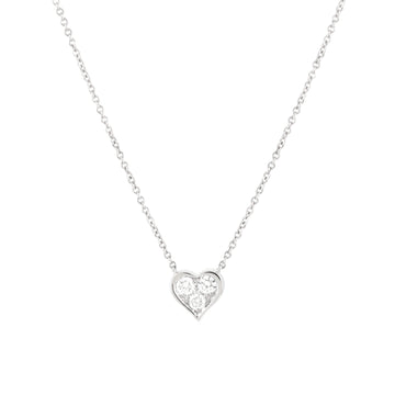 Tiffany & Co. Heart 3 Diamond Pendant Necklace Platinum with Diamonds