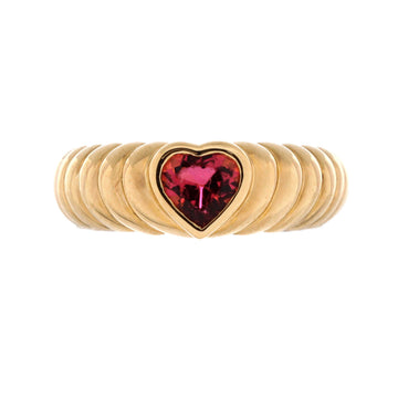 Tiffany & Co. Ribbed Friendship Heart Ring 18K Yellow Gold with Pink Tourmaline