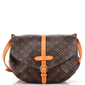 Louis Vuitton Flore Saumur Handbag Perforated Monogram Canvas
