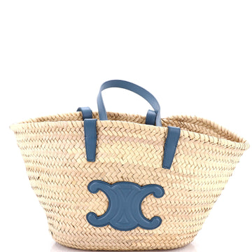 Celine Triomphe Basket Shoulder Bag Raffia with Leather Medium