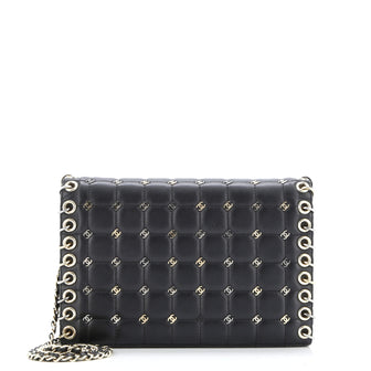 Chanel Metal CC Signature Clutch on Chain Embellished Quilted Leather Small