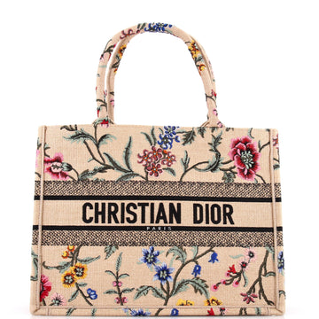 Christian Dior Book Tote Embroidered Raffia Medium