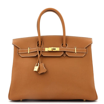 Hermes Birkin Handbag Brown Togo with Gold Hardware 35