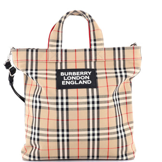 Burberry Artie Convertible Tote Bag Vintage Check Canvas