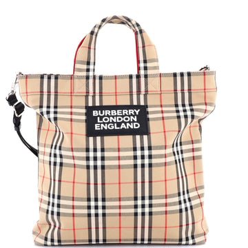 Burberry Artie Convertible Tote Bag Vintage Check Canvas