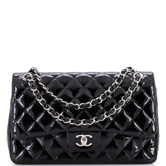 Chanel Classic Double Flap Bag Quilted Patent Jumbo