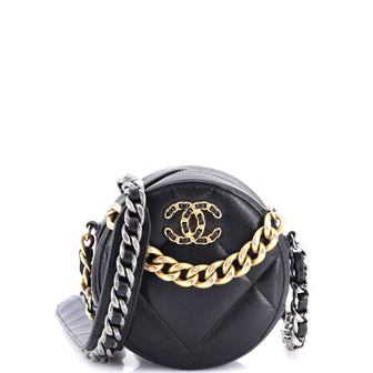 Chanel 19 Round Clutch with Chain Quilted Leather