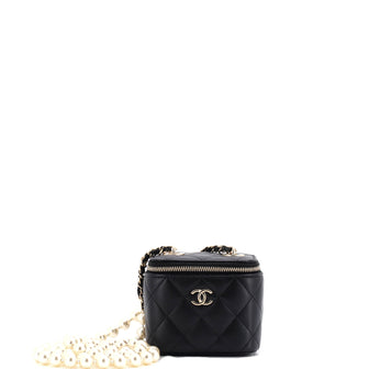 Chanel Vanity Case with Pearl Chain Quilted Lambskin Mini