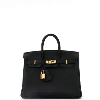 Hermes Birkin Handbag Black Togo with Rose Gold Hardware 25