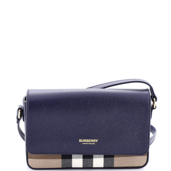 Burberry New Hampshire Shoulder Bag House Check Canvas and Leather Small