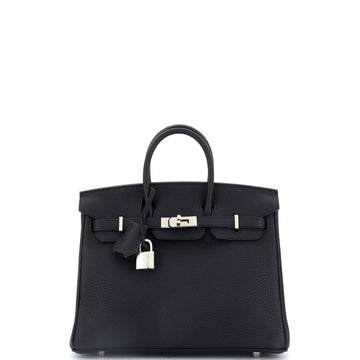 Hermes Birkin Handbag Black Togo with Palladium Hardware 25
