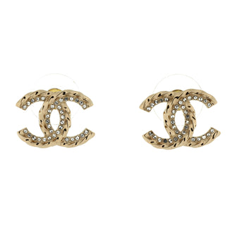 Chanel CC Stud Earrings Metal with Crystals