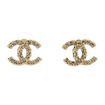 Chanel CC Stud Earrings Metal with Crystals