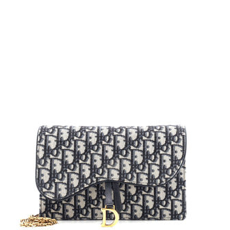 Christian Dior Saddle Chain Clutch Oblique Canvas