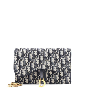 Christian Dior Saddle Chain Clutch Oblique Canvas