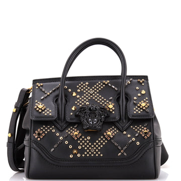 Versace Palazzo Empire Bag Crystal Studded Leather Medium